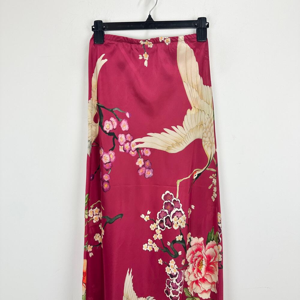 Bryn Walker 100% Silk Slip Skirt Maxi Printed Floral Bias A Line Pull On XXS NWT - Picture 7 of 7